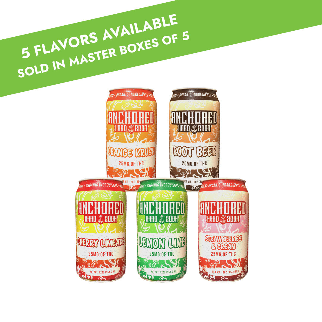 THC Hard Sodas 25mg - 5 Count Master Box